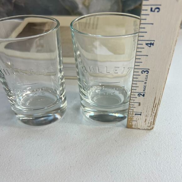 Bulleit Frontier Whiskey Embossed Bourbon Rocks Glasses 4.3" Tall Italy - Picture 6 of 7